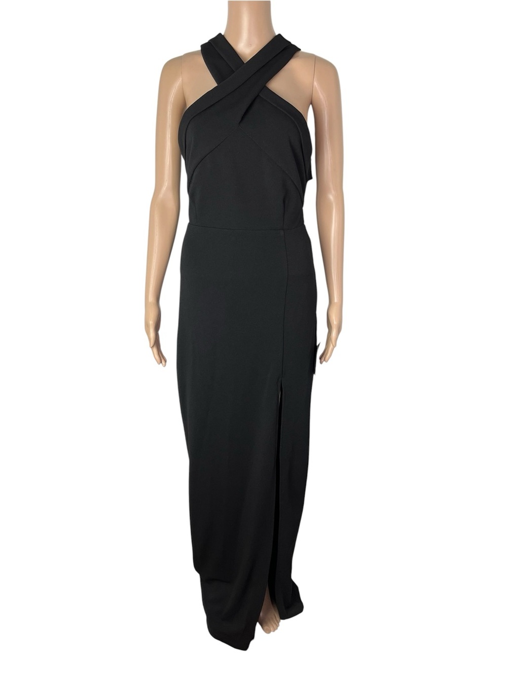 New Lulus Head to Cocktail Hour Halter Neck Cutout Floor Length Formal Dress